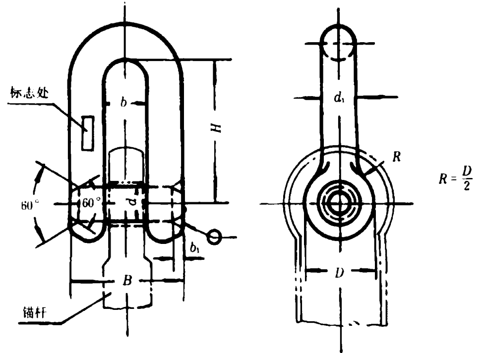 Anchor shackle specification size drawing