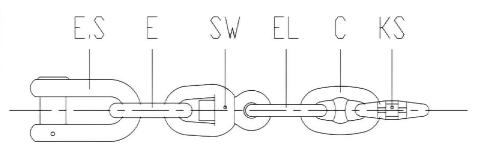 Marine Anchor Link Chain Accessories Swivel Group Structural dimensions