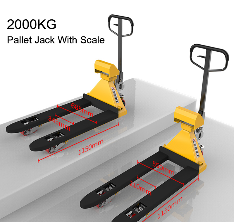 2 ton electronic scale pallet truck fork size