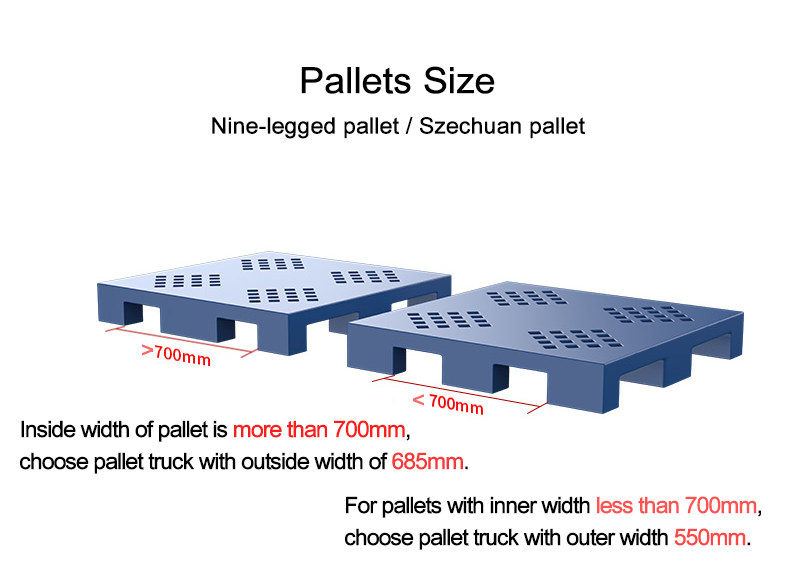 Pallet sizes for electronic scale pallet trucks